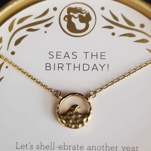 Spartina 449 Sea La Vie Celebrate Wave Necklace Birthday Gold Plated NWT